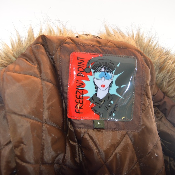 Freezin' Point Brown Puffer Coat w/ Fur Collar - Picture 6 of 7